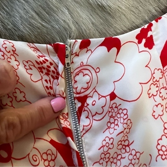 70’s Vintage BRADY BUNCH Party Dress S White Red Floral Puff Sleeves Maxi Dress - Picture 17 of 17